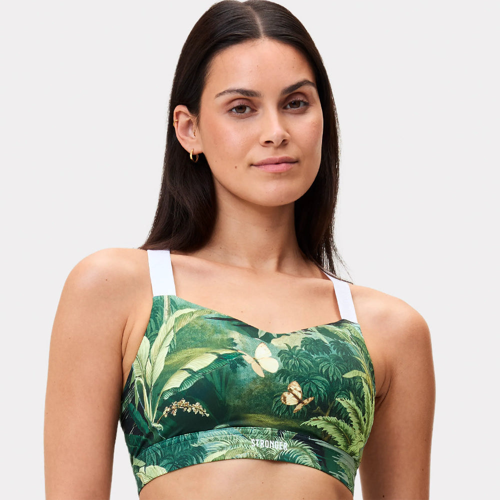 Sports Bra Tropical Leaves Print